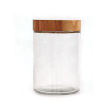 glass jar manufacturer wholesale 730ml round glass food container with bamboo wood lid